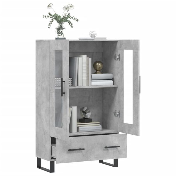 vidaXL Buffet haut gris b&eacute;ton 69,5x31x115 cm bois d'ing&eacute;nierie