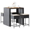 vidaXL Ensemble de bar de jardin 5 pcs avec coussins noir poly rotin