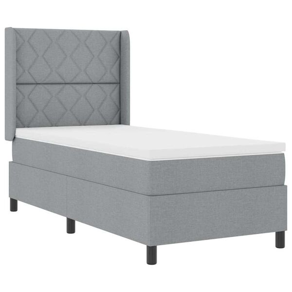 vidaXL Lit &agrave; ressorts avec matelas Gris clair 100 x 200 cm tissu