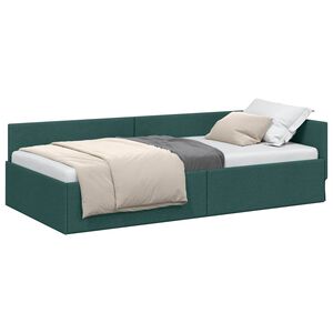 vidaXL Cadre de lit d'angle Vert fonc&eacute; 80 cm x 200 cm tissu