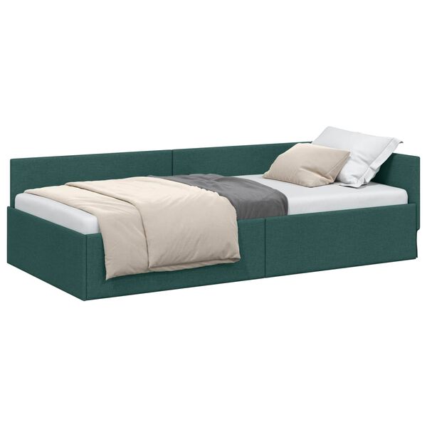 vidaXL Cadre de lit d'angle Vert fonc&eacute; 80 cm x 200 cm Velours