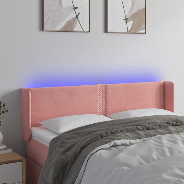 vidaXL T&ecirc;te de lit &agrave; LED Rose 147x16x78/88 cm Velours