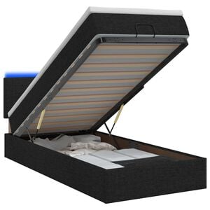 vidaXL Lit coffre avec matelas et LED Noir 80 x 200 cm Tissu