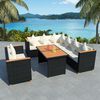 vidaXL Salon de jardin 5 pcs avec coussins r&eacute;sine tress&eacute;e noir