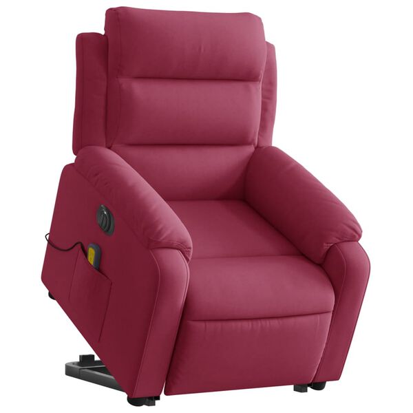 vidaXL Fauteuil inclinable de massage &eacute;lectrique rouge bordeaux