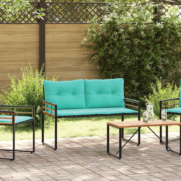 vidaXL Banc &agrave; couches en bois avec coussin Turquoise 114 x 55 x 77 cm