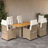 vidaXL Ensemble &agrave; manger de jardin coussins 7 pcs m&eacute;lange beige rotin