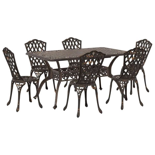vidaXL Ensemble de salle &agrave; manger pour jardin 7 pcs Bronze Aluminium