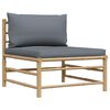 vidaXL Canap&eacute; de milieu de jardin avec coussins gris fonc&eacute; Bambou