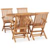 vidaXL Ensemble &agrave; manger d'ext&eacute;rieur pliable 5 pcs Bois solide de teck