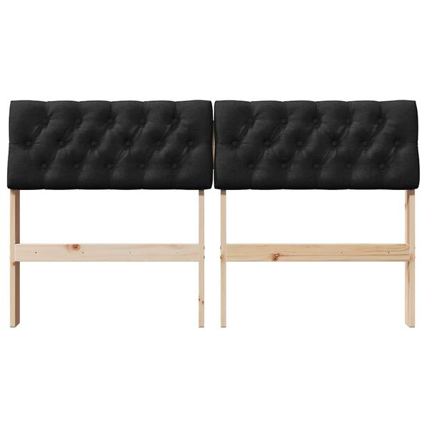 vidaXL T&ecirc;te de lit capitonn&eacute;e Noir 140 cm Pin massif