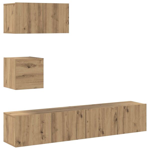 vidaXL Ensemble meuble TV 3 pcs Ch&ecirc;ne artisanal Bois d'ing&eacute;nierie