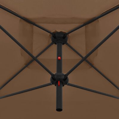 vidaXL Parasol double avec mât en acier 250 x 250 cm Taupe