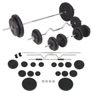 vidaXL Ensemble d'halt&egrave;res et barres d'halt&egrave;res 90 kg