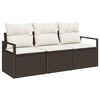 vidaXL Ensemble de canap&eacute; de jardin 3 pc Marron et blanc polyrotin