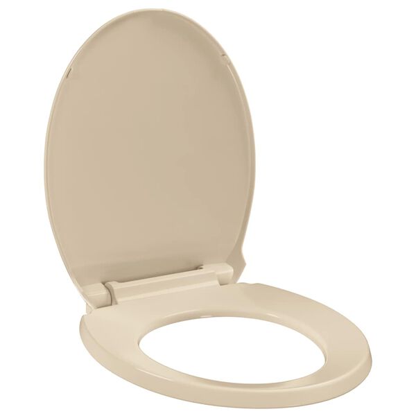 vidaXL Siège de toilette à fermeture en douceur Beige Ovale