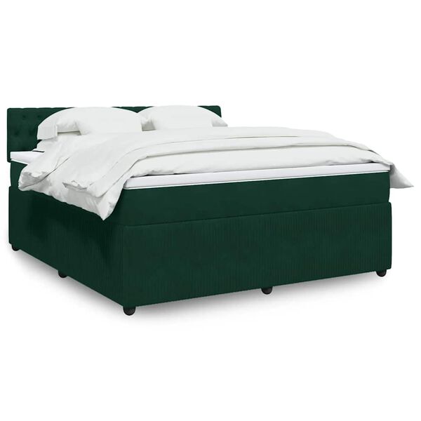 vidaXL Sommier &agrave; lattes de lit et matelas Vert fonc&eacute; 180x200cm Velours