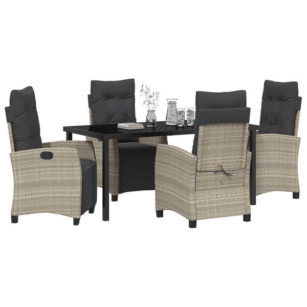 vidaXL Ensemble de salle &agrave; manger pour jardin 5 pcs Gris clair