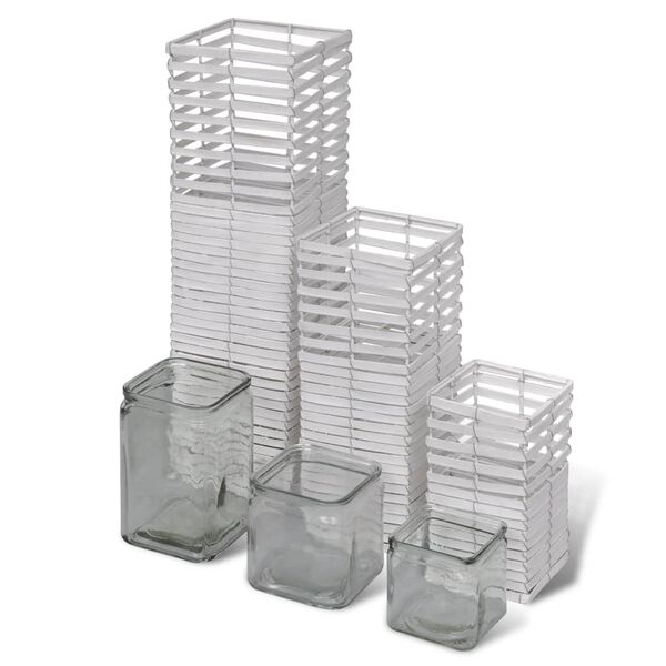 Support de bougie blanc tiss&eacute; &agrave; la main