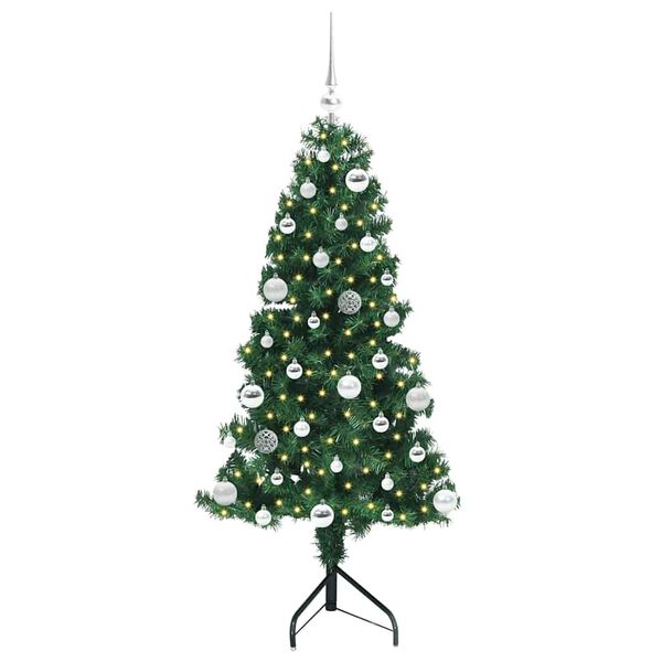 vidaXL Arbre de No&euml;l artificiel d'angle Vert 150 cm PVC et m&eacute;tal