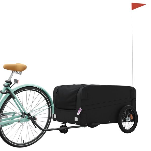 vidaXL Remorque de v&eacute;lo noir 45 kg fer
