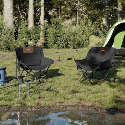 vidaXL Chaise de camping avec poche pliable lot de 2 noir