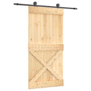 vidaXL Porte coulissante 100 x 210 cm Bois de pin massif (non trait&eacute;)