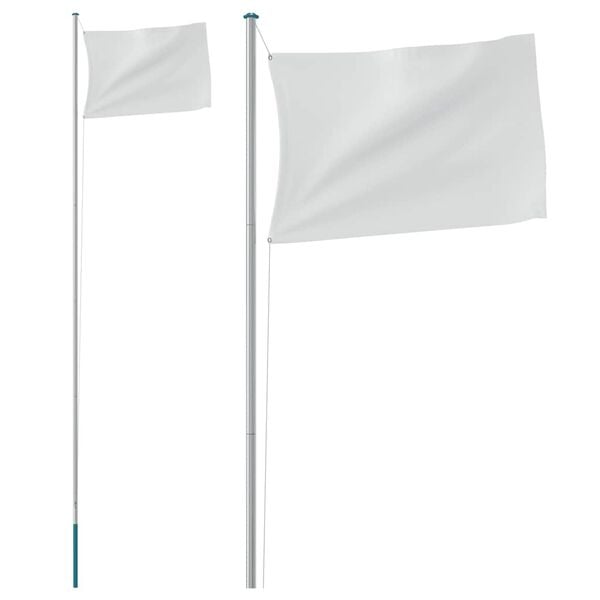 vidaXL M&acirc;t de drapeau sectionnel Argent&eacute; 6,08 m Aluminium