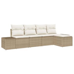 vidaXL Ensemble de canap&eacute; de jardin 5 pcs Beige et cr&egrave;me polyrotin