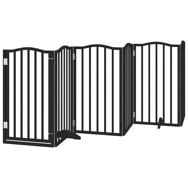 vidaXL Barri&egrave;re pour chien porte pliable 15panneaux noir bois peuplier