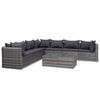 vidaXL Salon de jardin 9 pcs avec coussins R&eacute;sine tress&eacute;e Gris
