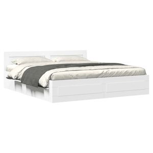 vidaXL Cadre de lit avec t&ecirc;te de lit sans matelas blanc 180x200 cm