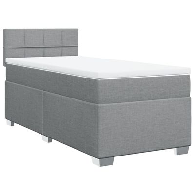 vidaXL Sommier à lattes de lit avec matelas Gris clair 90x200 cm Tissu