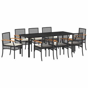 vidaXL Ensemble de salle &agrave; manger pour jardin 9 pcs Noir polyrotin