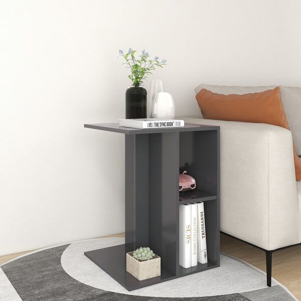 vidaXL Table d'appoint Gris 60x40x45 cm Agglom&eacute;r&eacute;