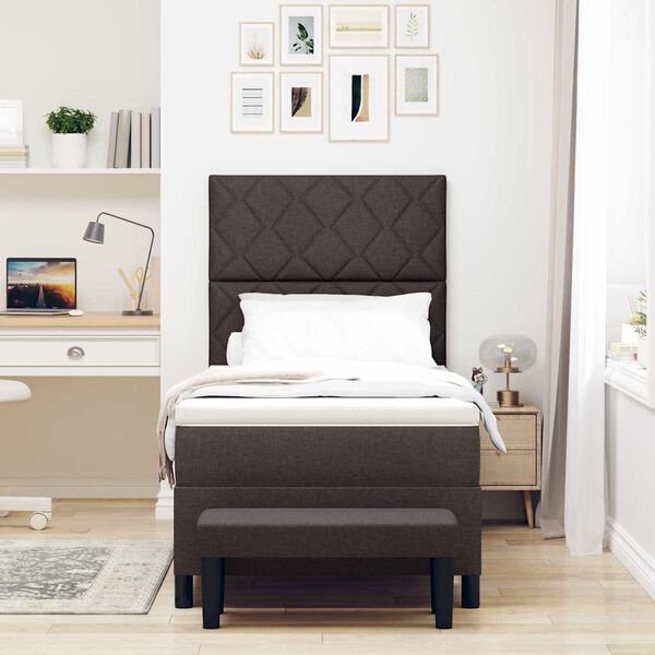 vidaXL Lit &agrave; ressorts avec matelas Marron fonc&eacute; 90 x 200 cm