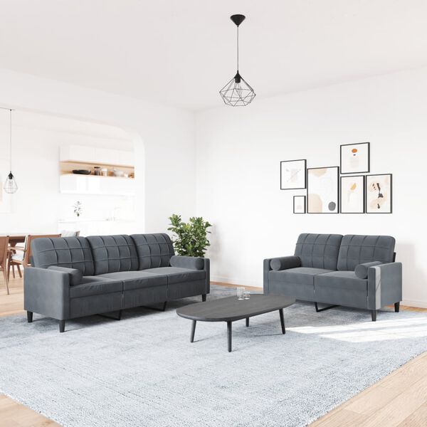 vidaXL Ensemble de canap&eacute;s 2 pcs avec coussins et traversins velours