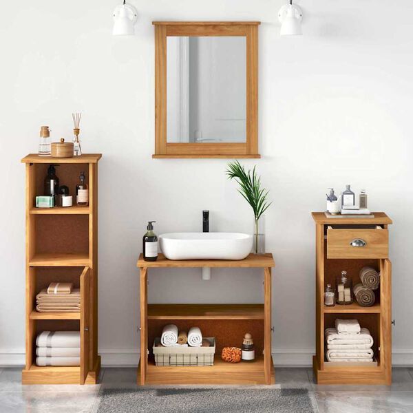 vidaXL Ensemble de mobilier de salle de bain VIGO 4 pcs Marron miel
