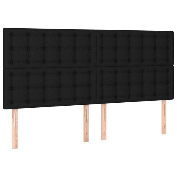 vidaXL T&ecirc;te de lit &agrave; LED Noir 180x5x118/128 cm Tissu
