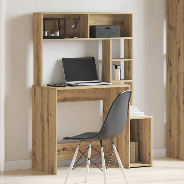 vidaXL Bureau avec étagères chêne artisanal Bois d'ingénierie