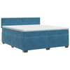 vidaXL Lit boxspring avec matelas Bleu fonc&eacute; 160 x 200 cm Velours