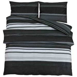 vidaXL Ensemble de housse de couette rayures noires 140x200 cm coton