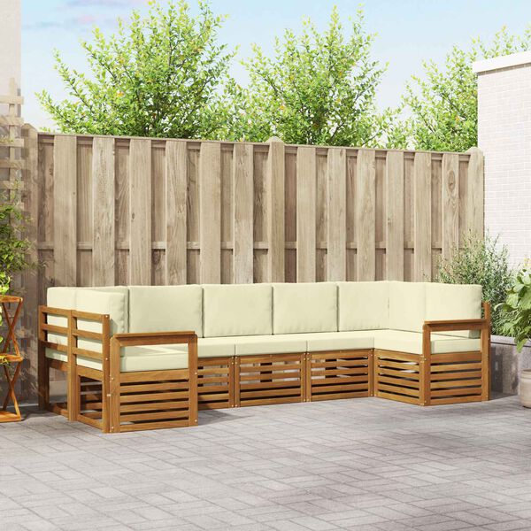 vidaXL Ensembles de canap&eacute;s avec coussin 7 pcs Naturel et Cr&egrave;me