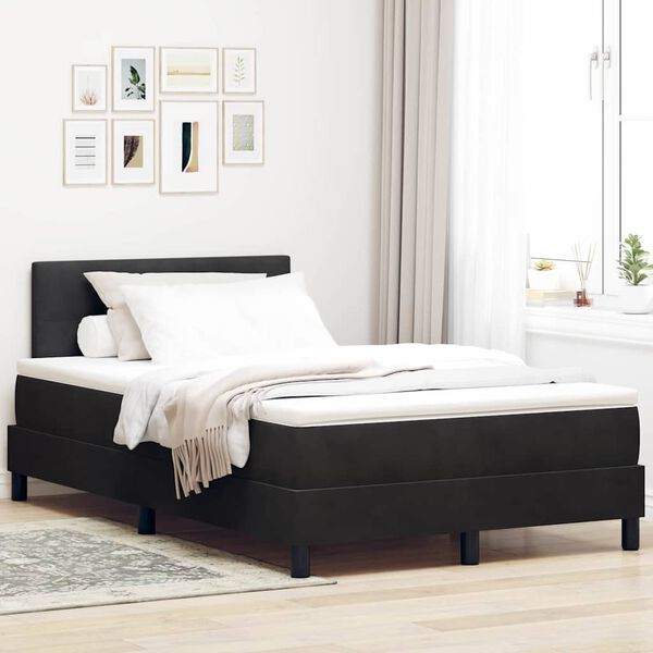 vidaXL Lit &agrave; ressort LED avec matelas Noir 120 x 190 cm Velours