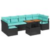 vidaXL Ensemble de canap&eacute; de jardin 8 pcs Noir et Sarcelle