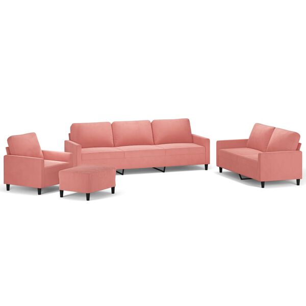 vidaXL Ensemble de canap&eacute;s 4 pcs avec coussins Rose Velours