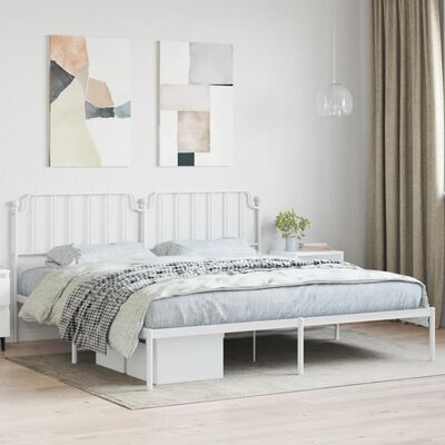 vidaXL Cadre de lit métal sans matelas et tête de lit blanc 193x203 cm