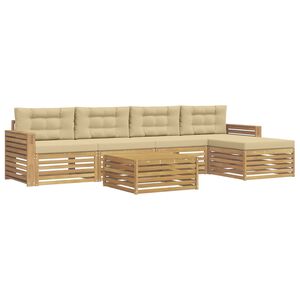 vidaXL Ensemble de canap&eacute;s d'ext&eacute;rieur 6 pc Blanc et Beige Polyester