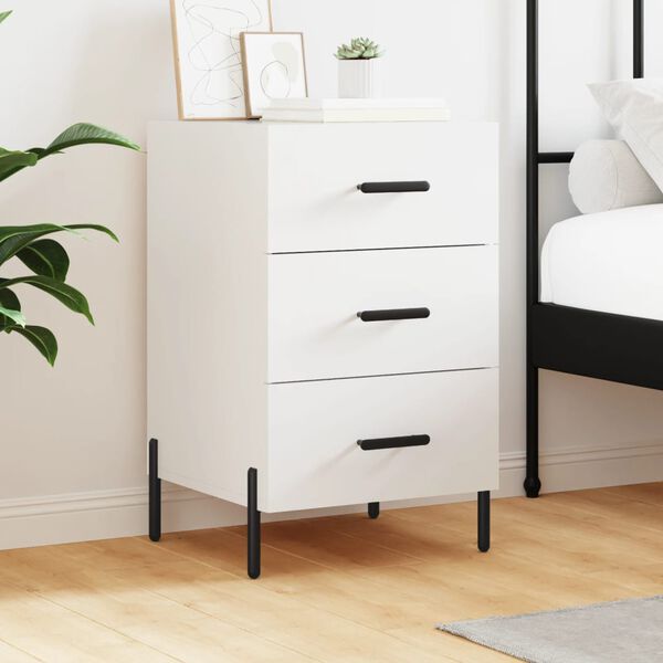vidaXL Table de chevet blanc 40x40x66 cm bois d'ing&eacute;nierie