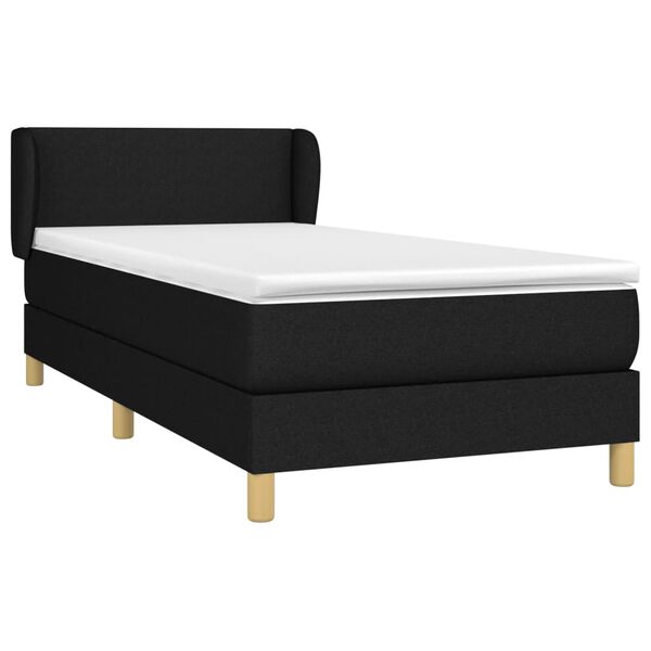 vidaXL Sommier &agrave; lattes de lit avec matelas Noir 90x200 cm Tissu